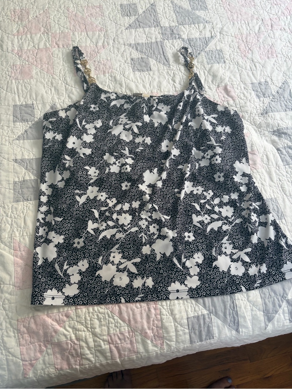 Black & White Floral Cami Top - Women's Lightweight Tank